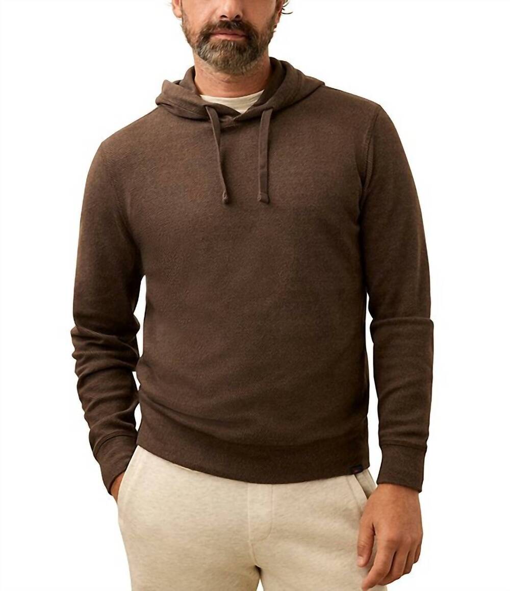 NEW FAHERTY legend sweater hoodie in valley brown twill